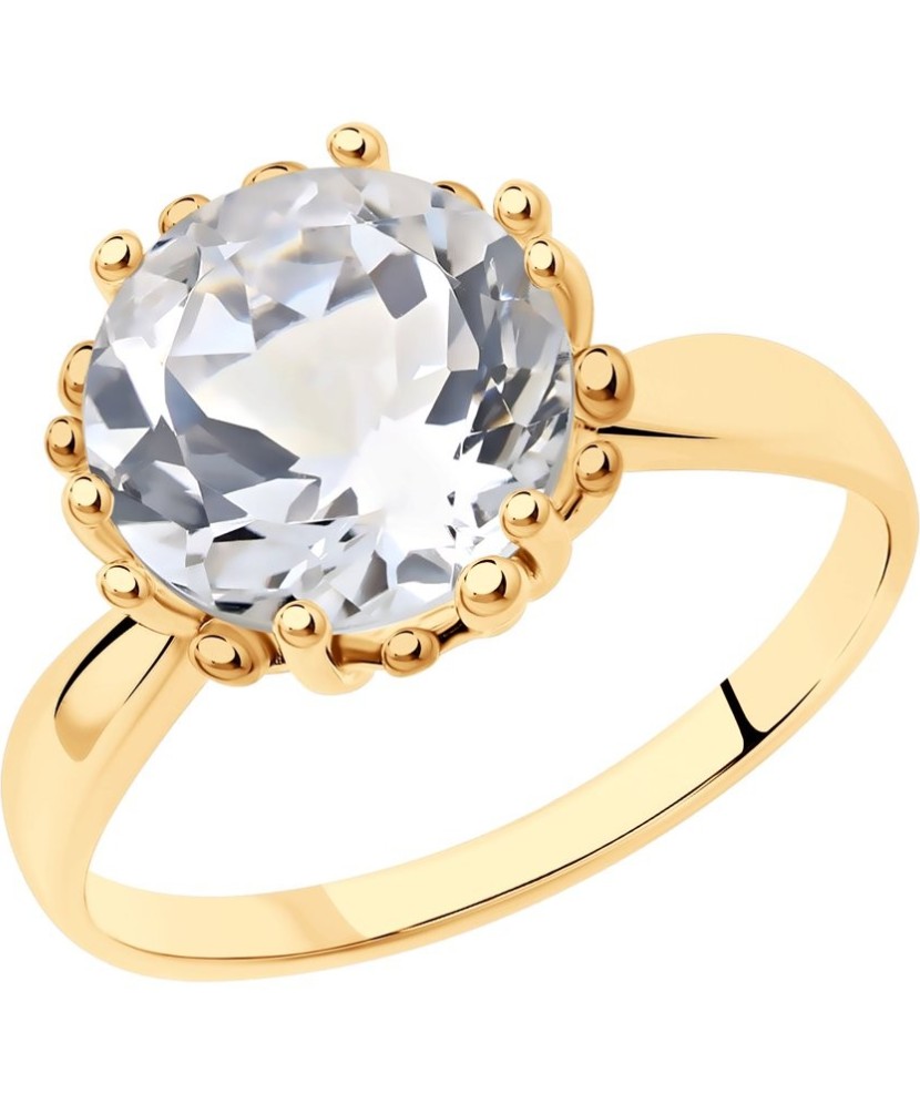 Paauksuotas sidabrinis žiedas kristalu - Sidabriniai žiedai - Goldinga