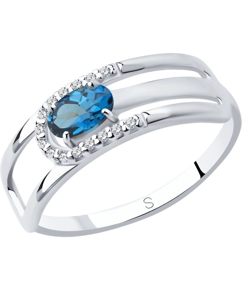 Sidabrinis žiedas su topazu ir cirkoniais - Sidabriniai žiedai - Goldinga