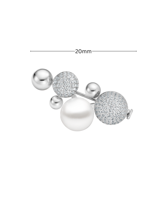 Sidabrinė sagė su perlais ir cirkoniais