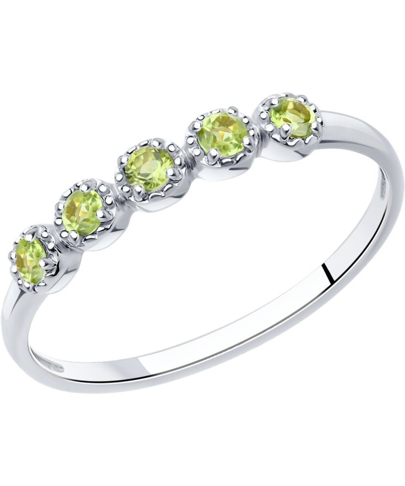 Sidabrinis žiedas su chrizolitais - Sidabriniai žiedai - Goldinga