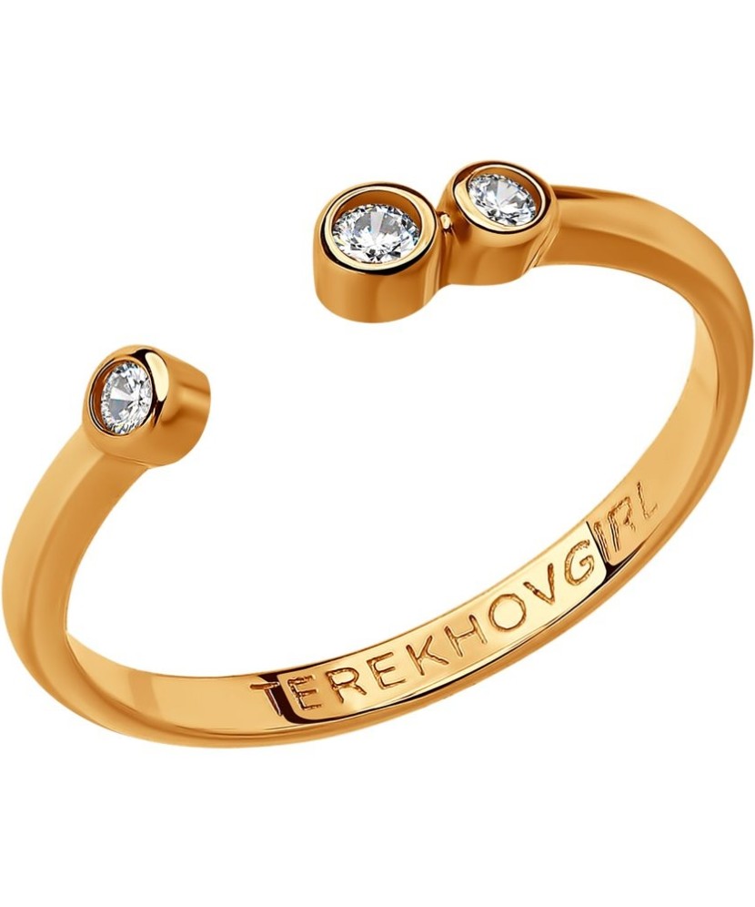 Paauksuotas sidabrinis žiedas su cirkoniais - Sidabriniai žiedai - Goldinga