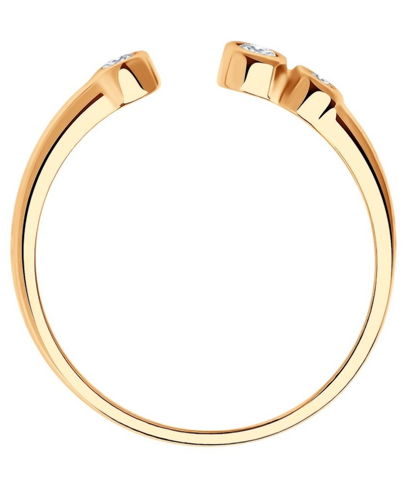 Paauksuotas sidabrinis žiedas su cirkoniais - Sidabriniai žiedai - Goldinga