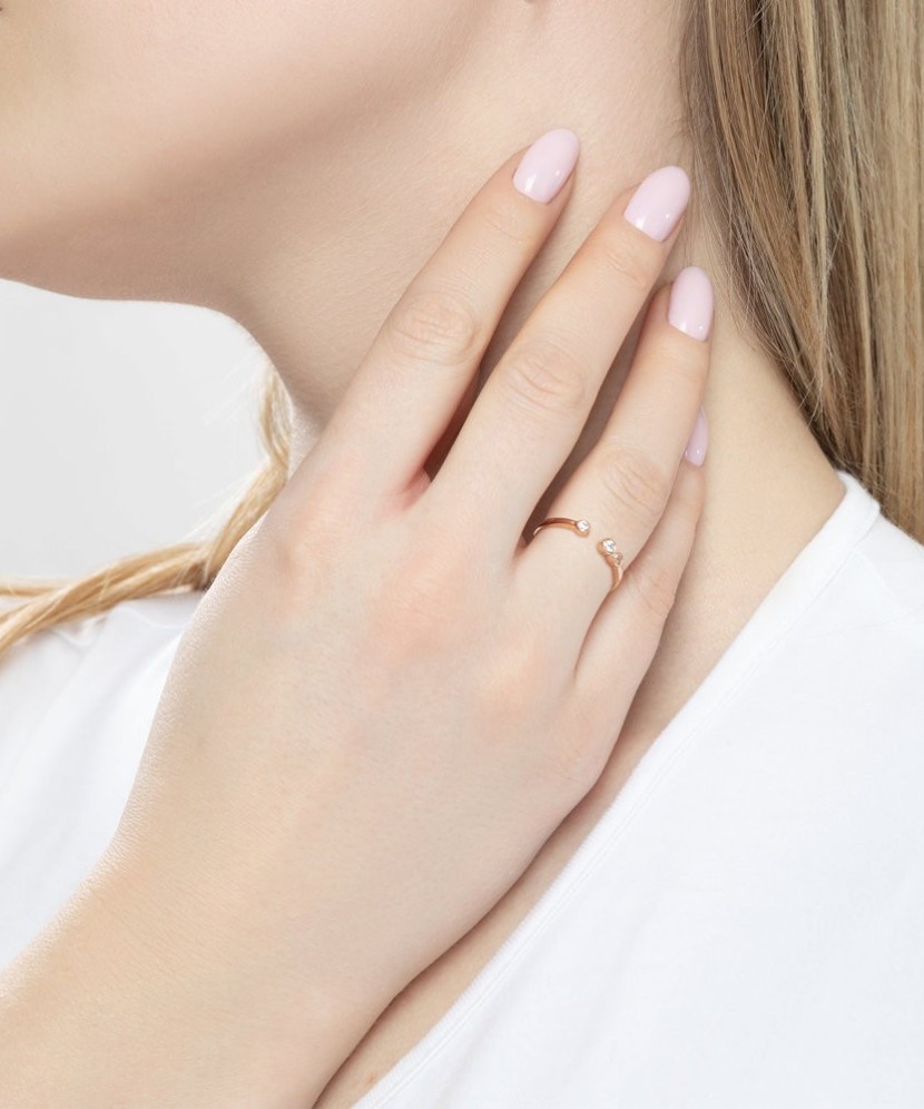 Paauksuotas sidabrinis žiedas su cirkoniais - Sidabriniai žiedai - Goldinga