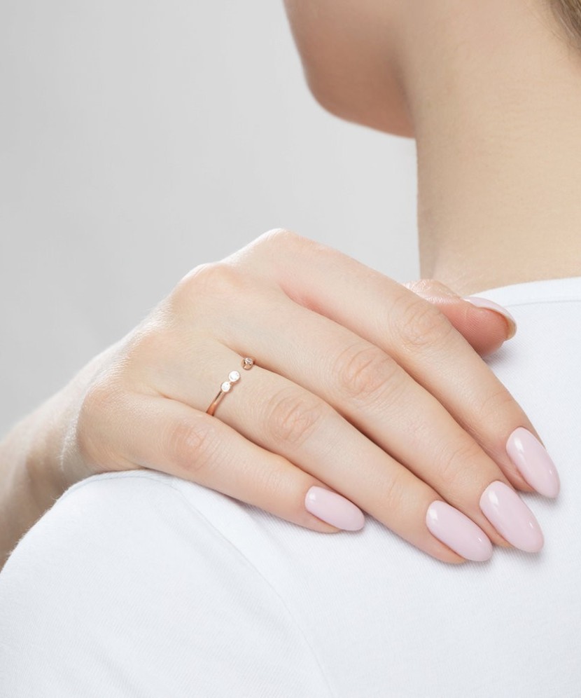 Paauksuotas sidabrinis žiedas su cirkoniais - Sidabriniai žiedai - Goldinga