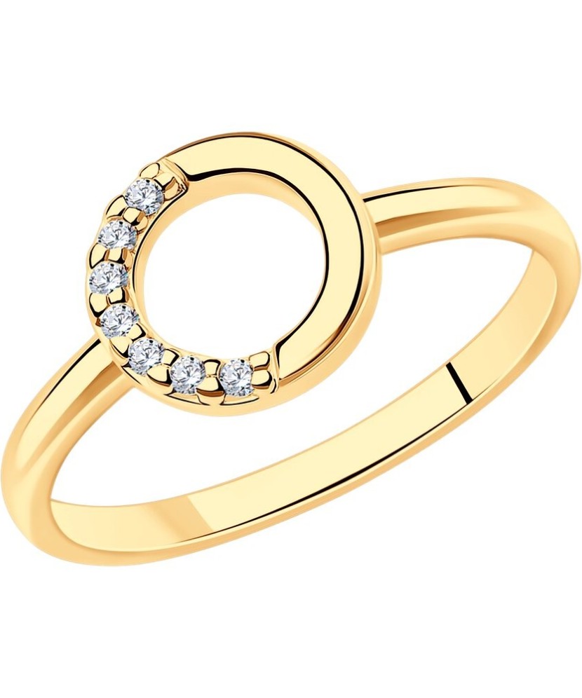 Paauksuotas sidabrinis žiedas su cirkoniais - Sidabriniai žiedai - Goldinga