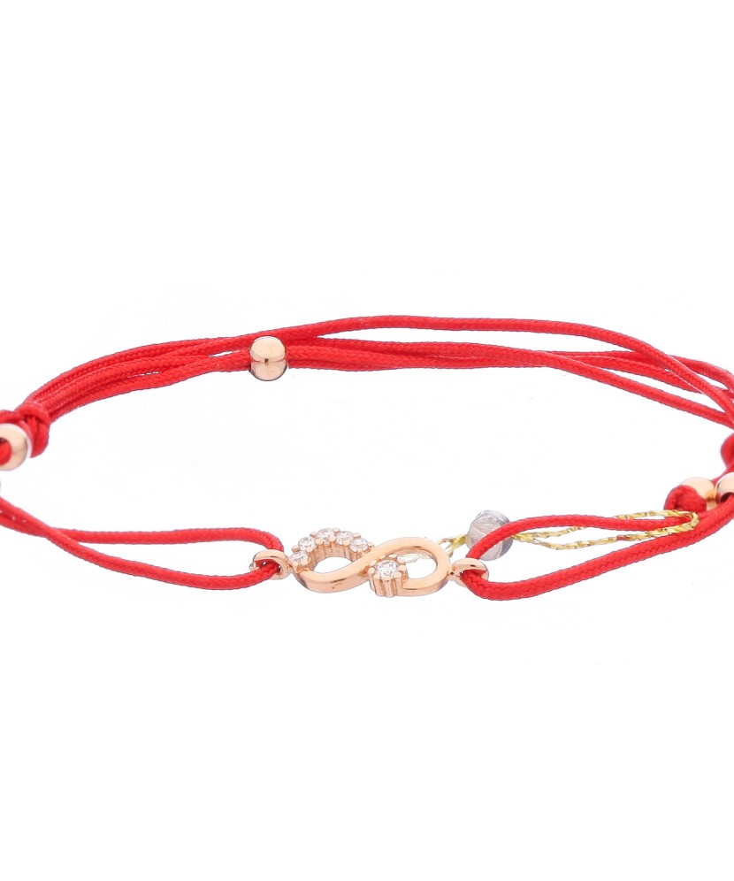 Raudono Siūlo Apyrankė Su Auksiniu Pakabuku "begalybė" - Siūlų apyrankės su auksu - Goldinga