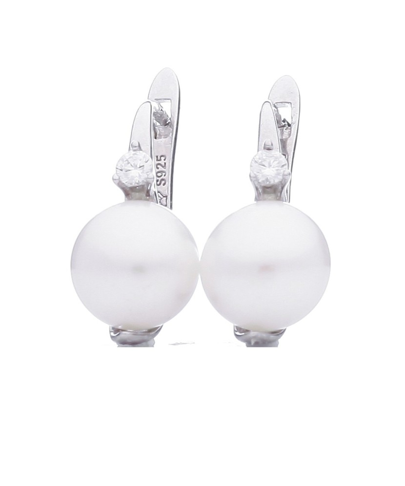 Sidabriniai auskarai su perlu ir cirkoniu - Auskarai su perlais - Goldinga