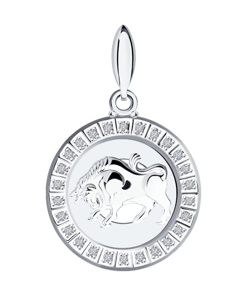 Sidabrinis pakabukas su cirkoniais "Jautis" - Zodiako ženklai - Goldinga