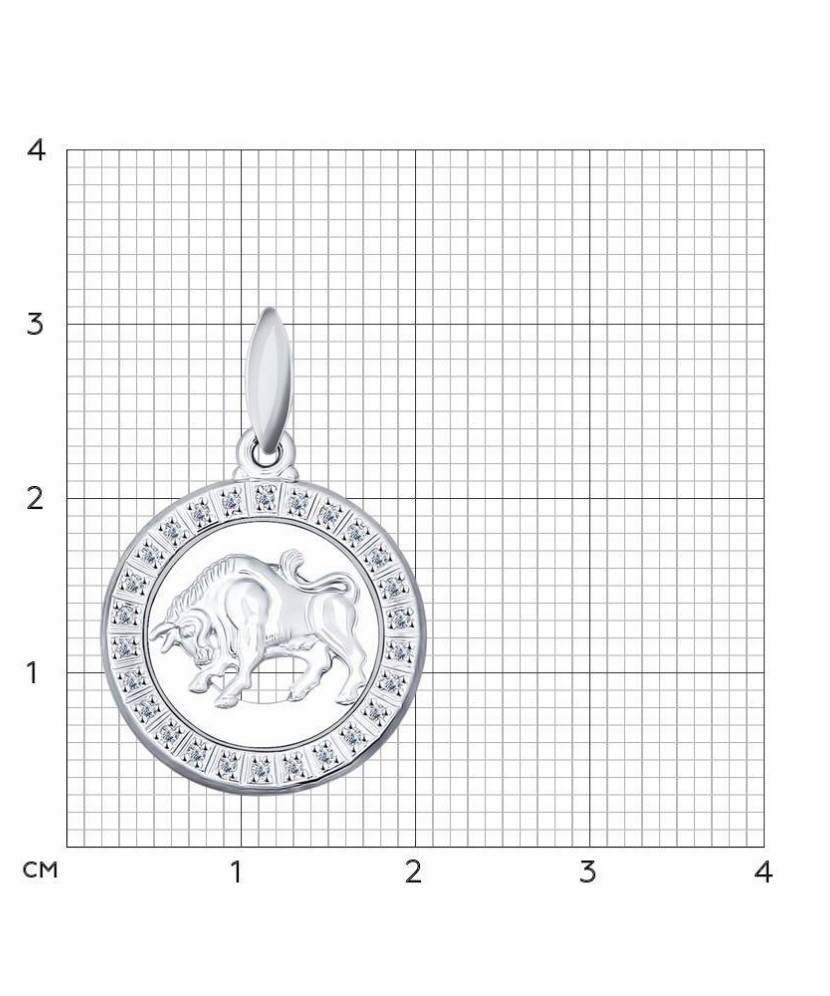 Sidabrinis pakabukas su cirkoniais "Jautis" - Zodiako ženklai - Goldinga