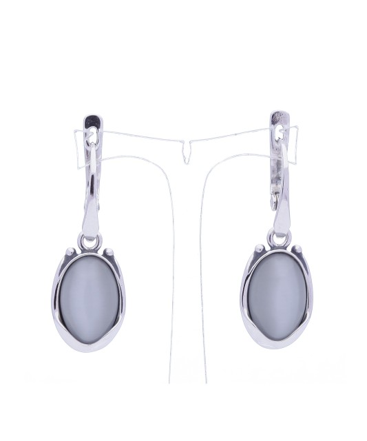 Sidabriniai auskarai su katės akies akmeniu - Sidabriniai auskarai - Goldinga