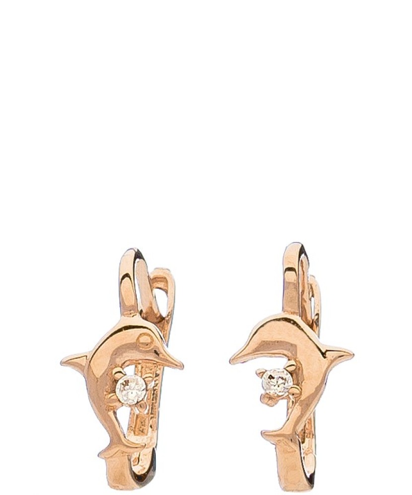 Auksiniai vaikiški auskarai su cirkoniais "Delfinai" - Vaikiški auskarai - Goldinga