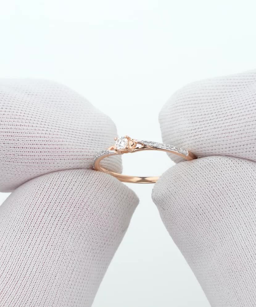 Auksinis žiedas su deimantais - Auksiniai Žiedai su brangakmeniais - Goldinga