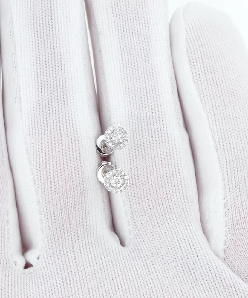 Balto aukso auskarai su deimantais - Auksiniai Auskarai su brangakmeniais - Goldinga