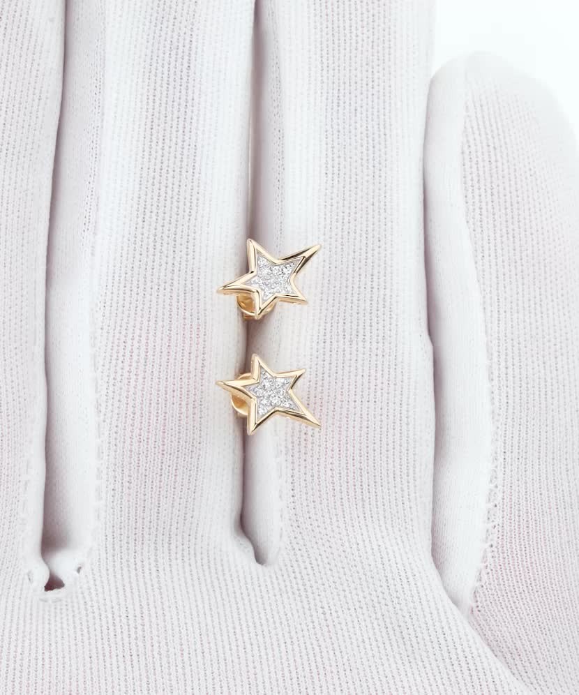 Geltono aukso auskarai su deimantais "Žvaigždė" - Auksiniai Auskarai su brangakmeniais - Goldinga