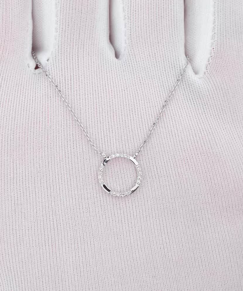 Balto Aukso Grandinėlė Su deimantiniu Pakabuku - Auksinės grandinėlės su pakabukais - Goldinga