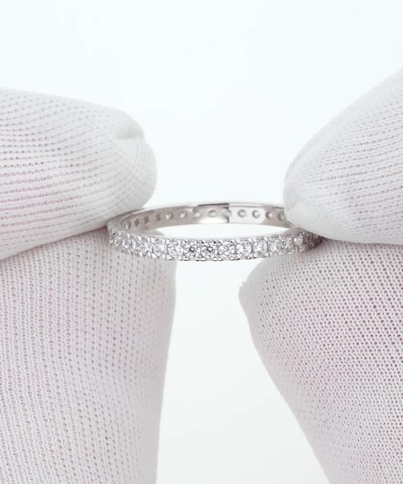 Balto aukso žiedas su cirkoniais - Auksiniai žiedai - Goldinga