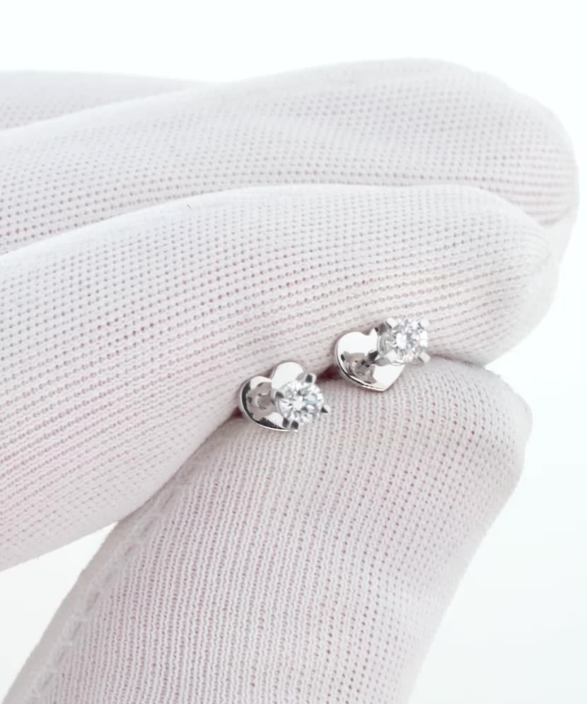 Balto aukso auskarai su deimantais  - Goldinga