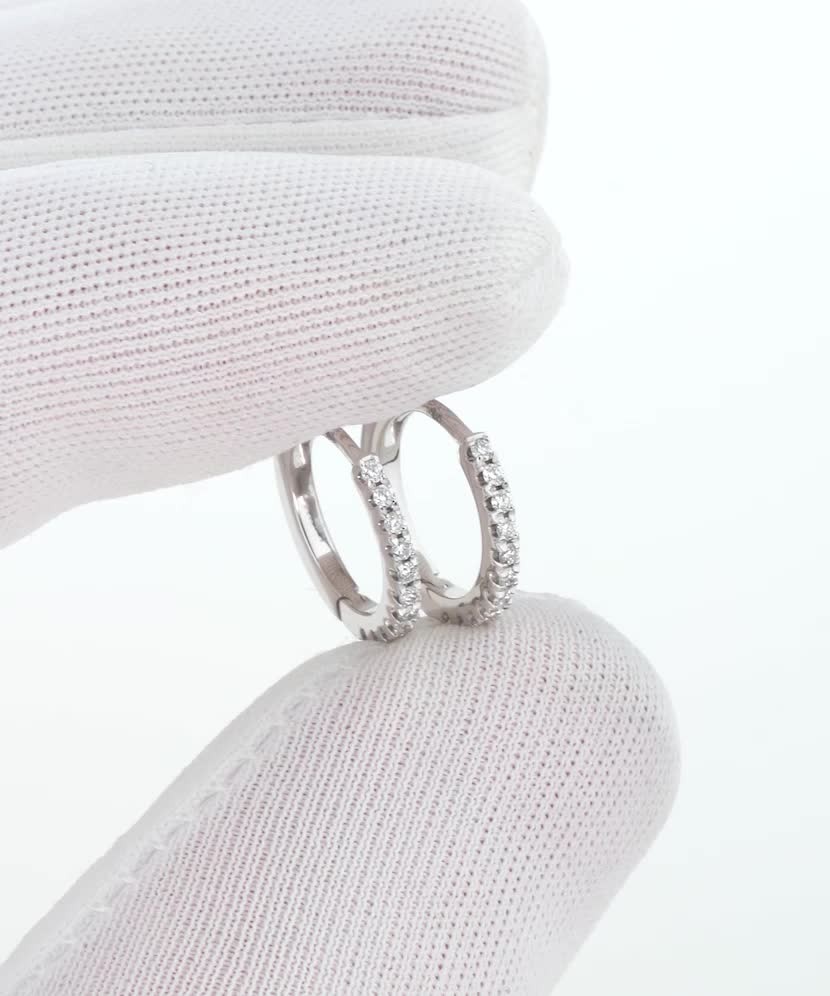 Balto aukso auskarai su deimantais - Auksiniai Auskarai su brangakmeniais - Goldinga