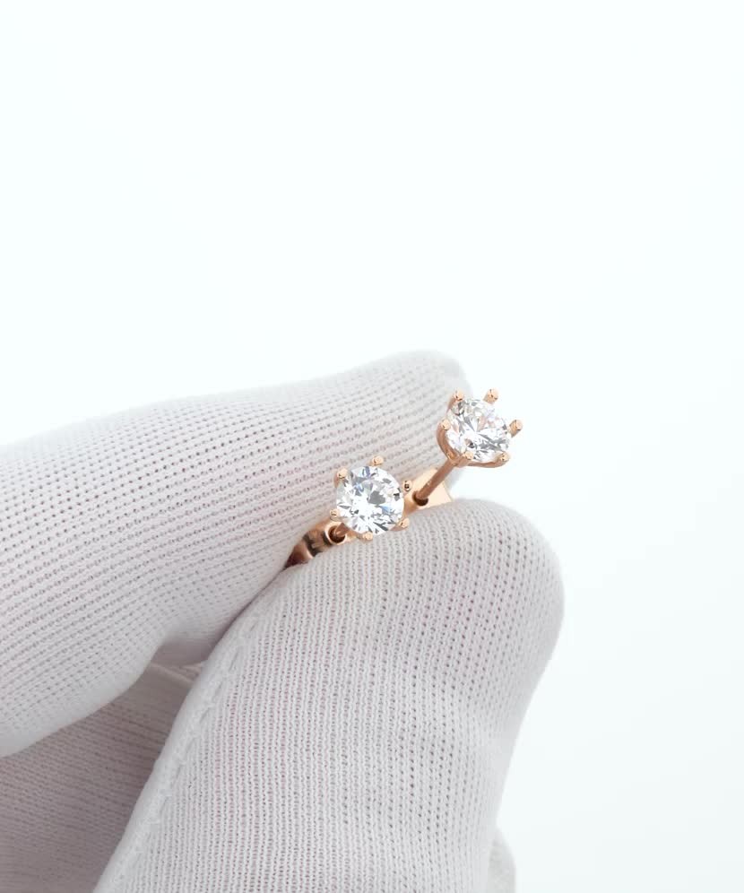 Auksiniai auskarai su cirkoniais - Auksiniai auskarai - Goldinga