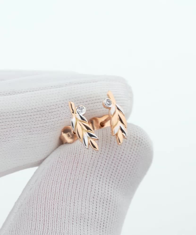 Auksiniai auskarai su cirkoniais - Auksiniai auskarai - Goldinga