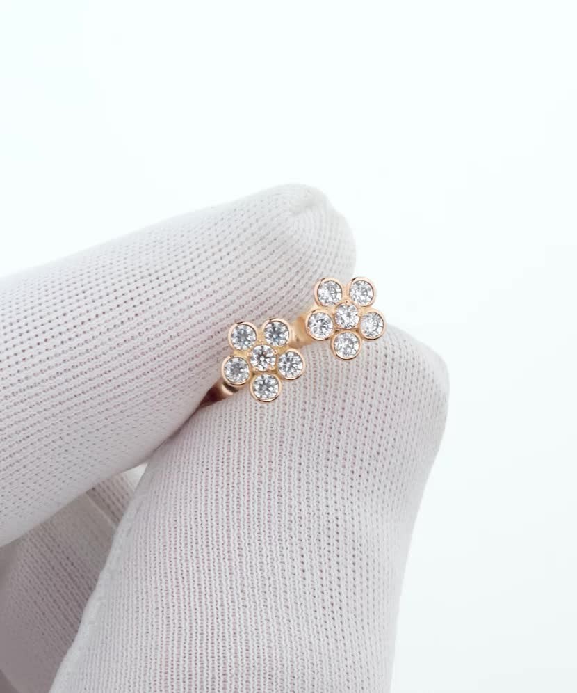 Auksiniai auskarai su cirkoniais "Gėlytė" - Auksiniai auskarai - Goldinga