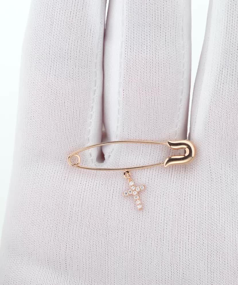 Auksinė sagė su cirkoniais "