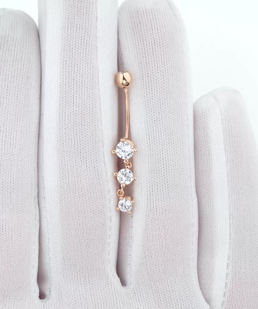 Auksinis auskaras į bambą su cirkoniais - Auskarai į bambą ir nosį - Goldinga