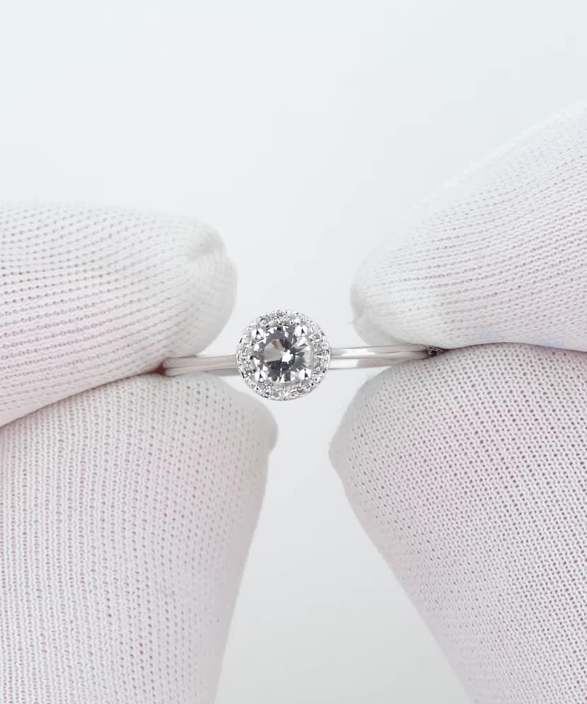 Balto aukso žiedas su deimantais ir skaidriu topazu - Auksiniai žiedai - Goldinga