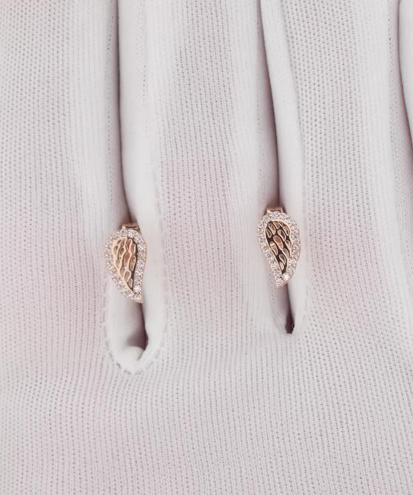 Auksiniai auskarai su cirkoniais "Angelo sparnas" - Auksiniai auskarai - Goldinga