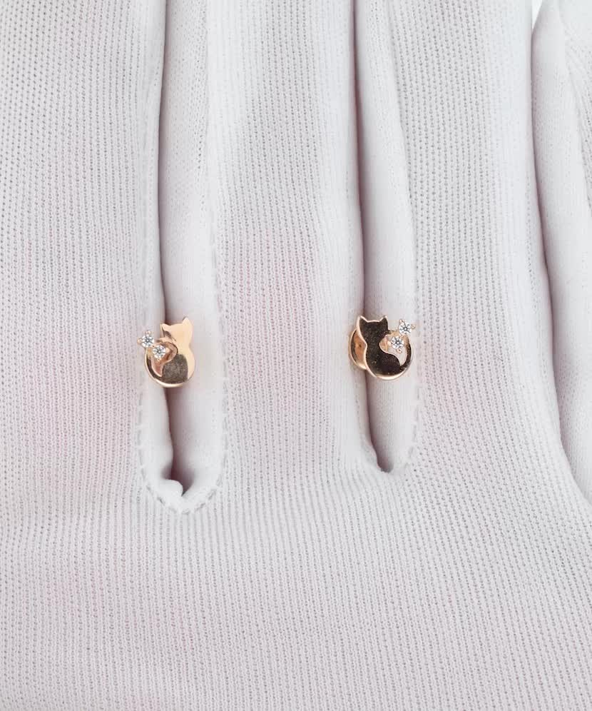 Auksiniai auskarai su cirkoniais "Katinas"  - Goldinga