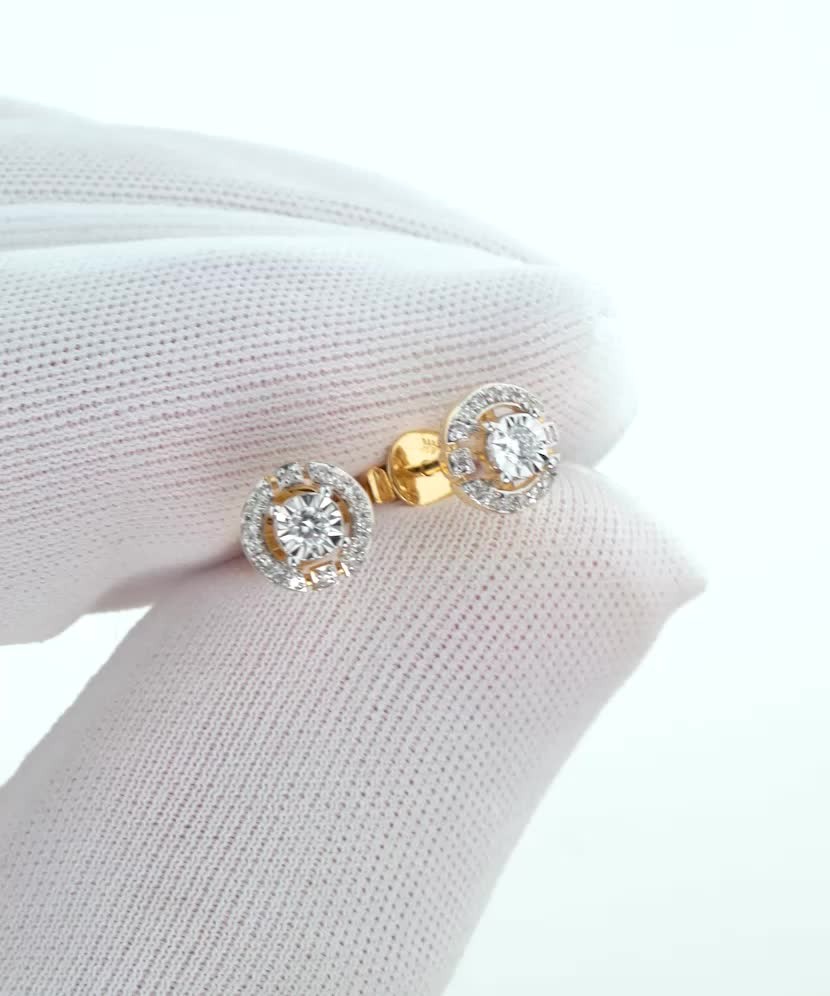 Geltono aukso auskarai su deimantais - Auksiniai Auskarai su brangakmeniais - Goldinga