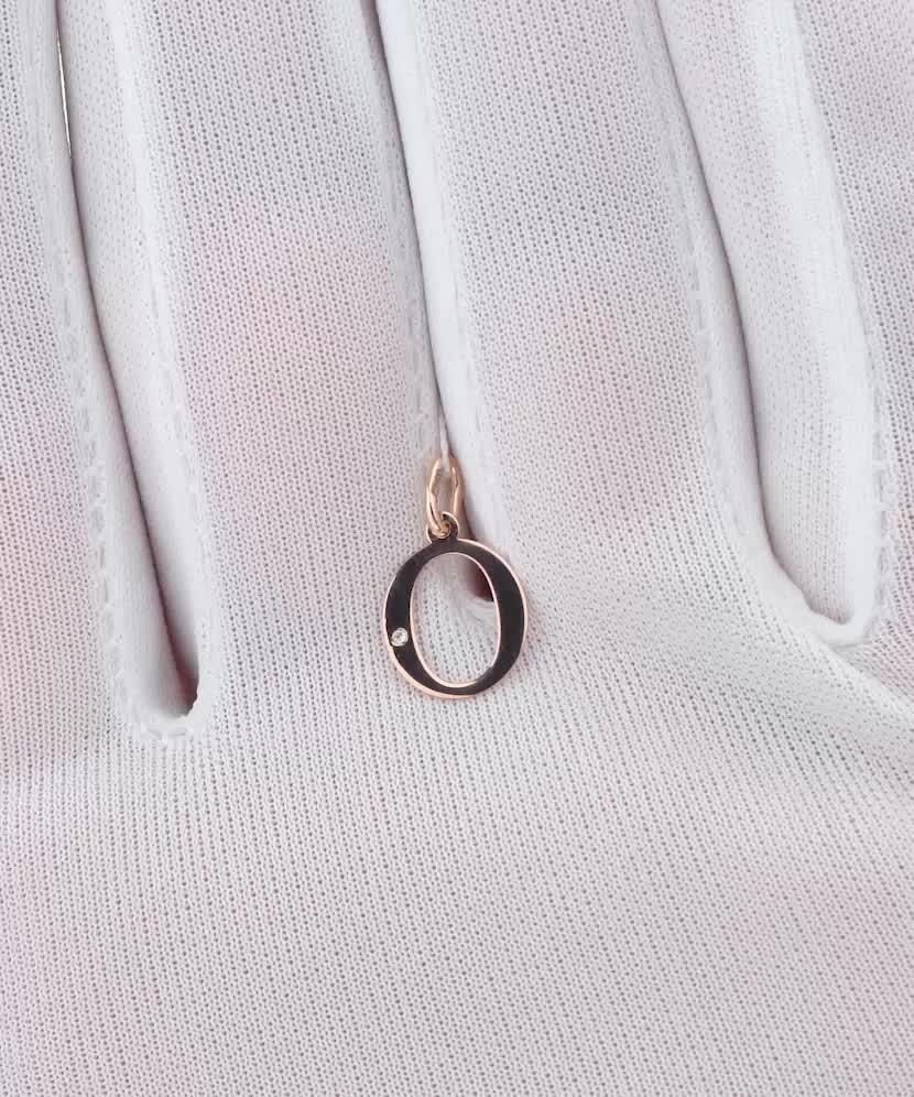 Auksinis pakabukas su deimantu raidė O - Pakabukai su brangakmeniais - Goldinga