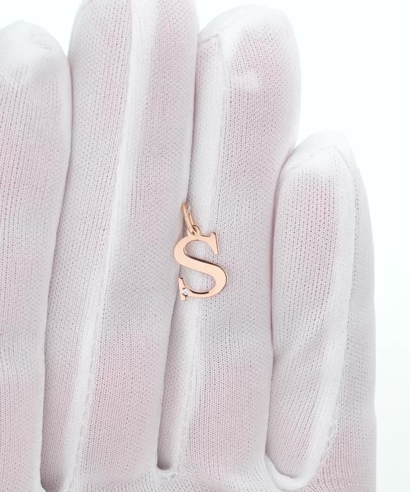 Auksinis pakabukas su deimantu raidė S - Pakabukai su brangakmeniais - Goldinga