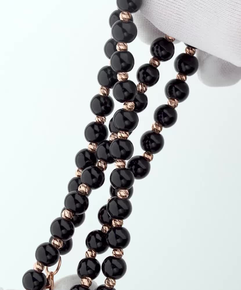 Auksinė grandinėlė su oniksais - Auksinės grandinėlės su pakabukais - Goldinga