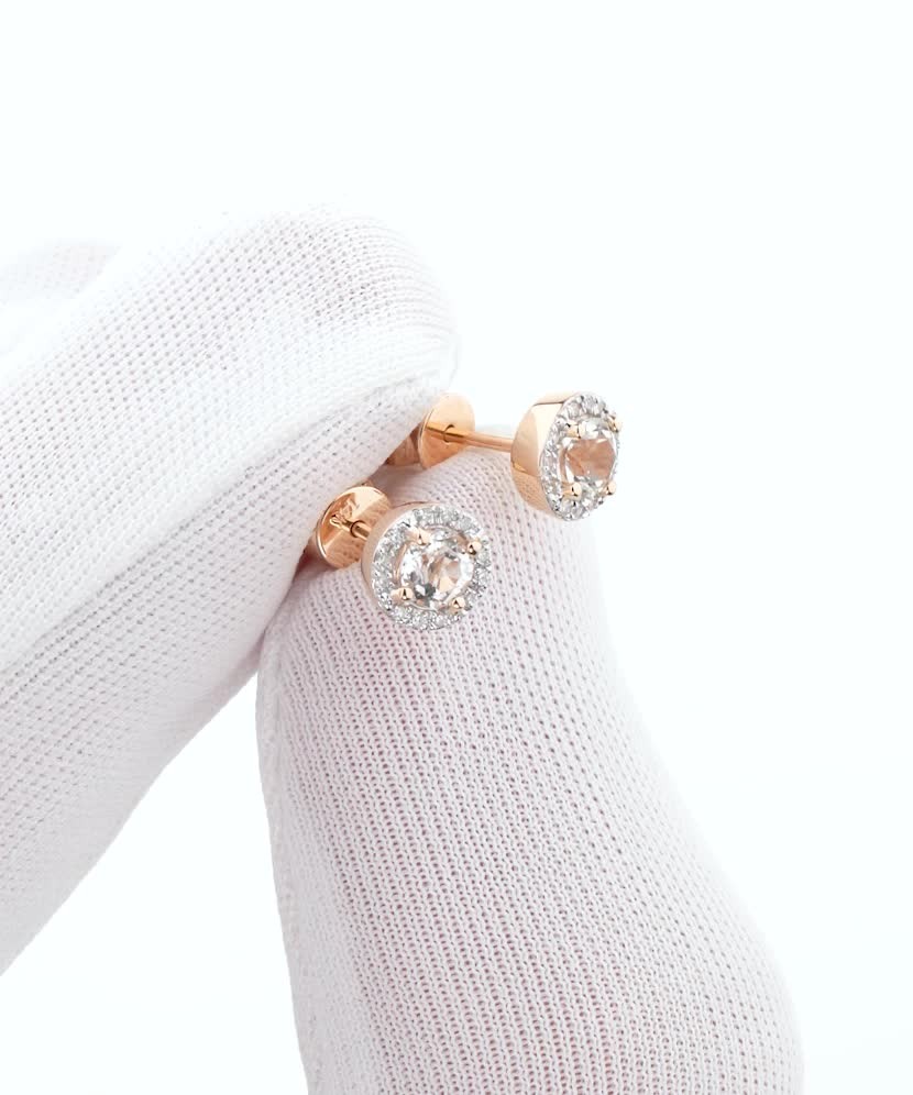 Auksiniai auskarai su deimantais ir skaidriais topazais - Auksiniai Auskarai su brangakmeniais - Goldinga