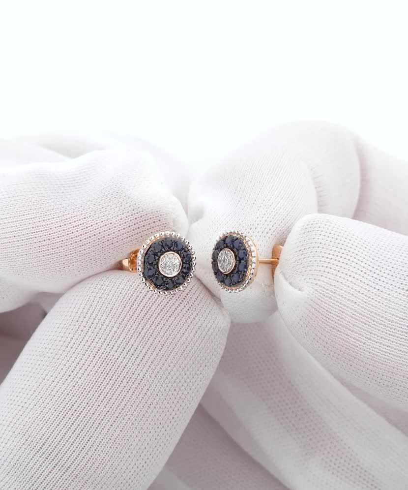 Auksiniai auskarai su deimantais ir safyrais - Auksiniai Auskarai su brangakmeniais - Goldinga