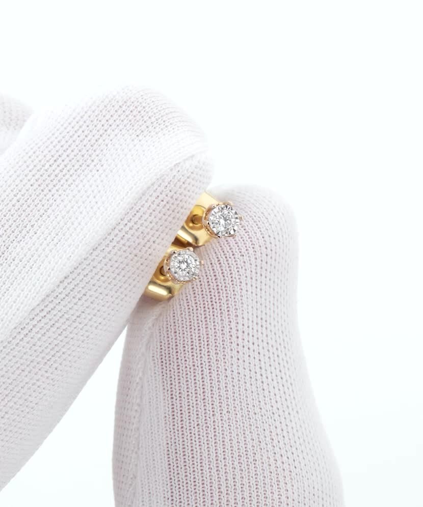 Geltono aukso auskarai su deimantais - Auksiniai Auskarai su brangakmeniais - Goldinga