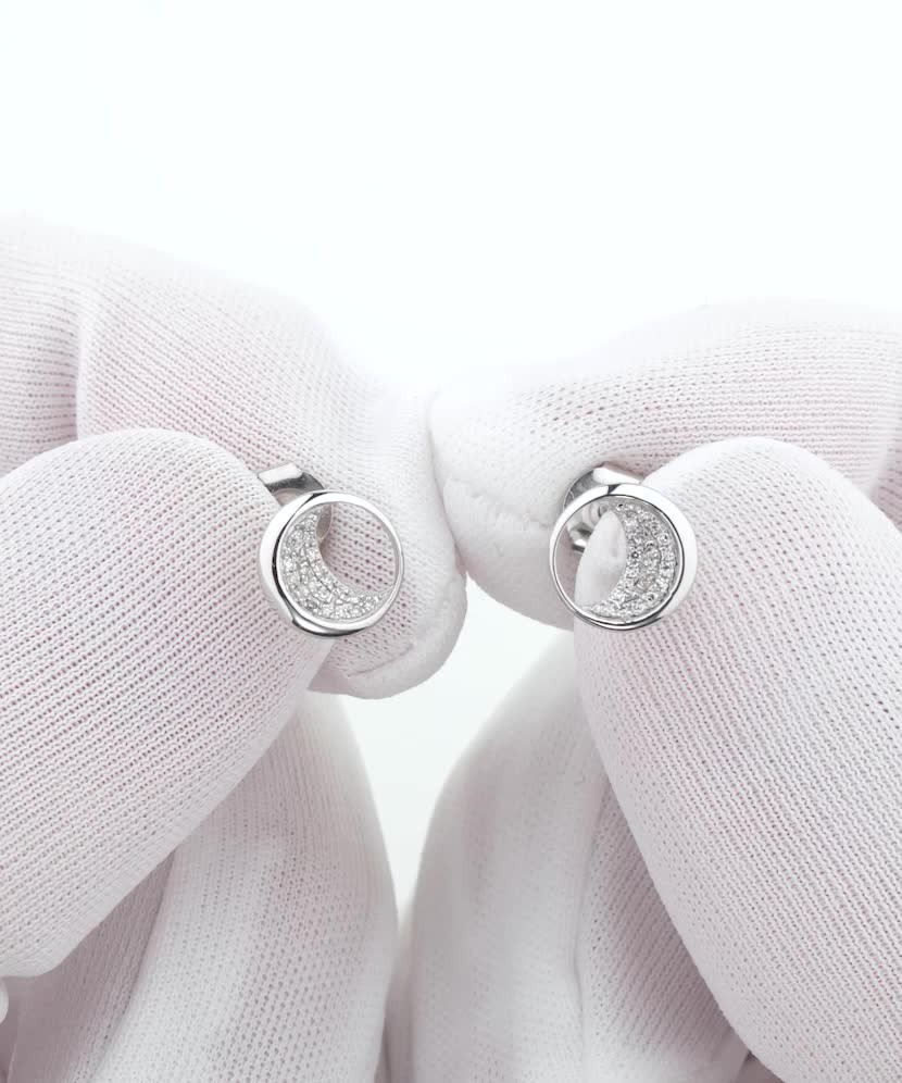 Balto aukso auskarai su deimantais - Auksiniai Auskarai su brangakmeniais - Goldinga