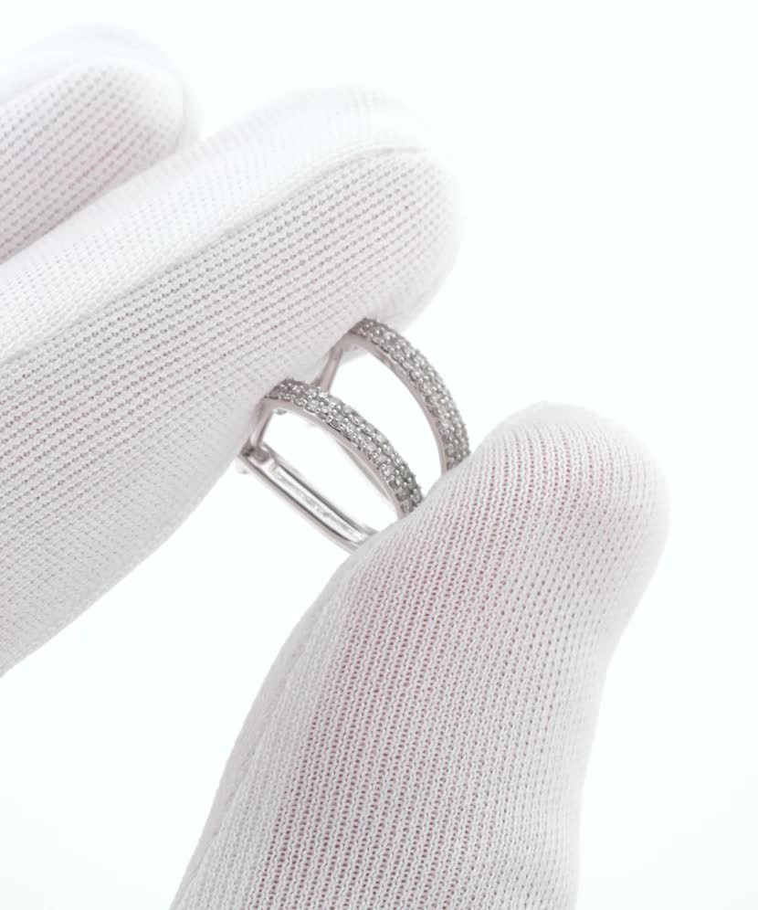 Balto aukso auskarai su deimantais - Auksiniai Auskarai su brangakmeniais - Goldinga