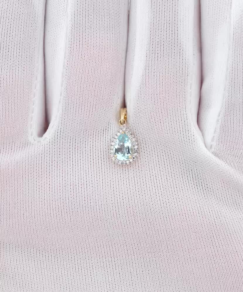 Geltono aukso pakabukas su deimantais ir topazu - Pakabukai su brangakmeniais - Goldinga