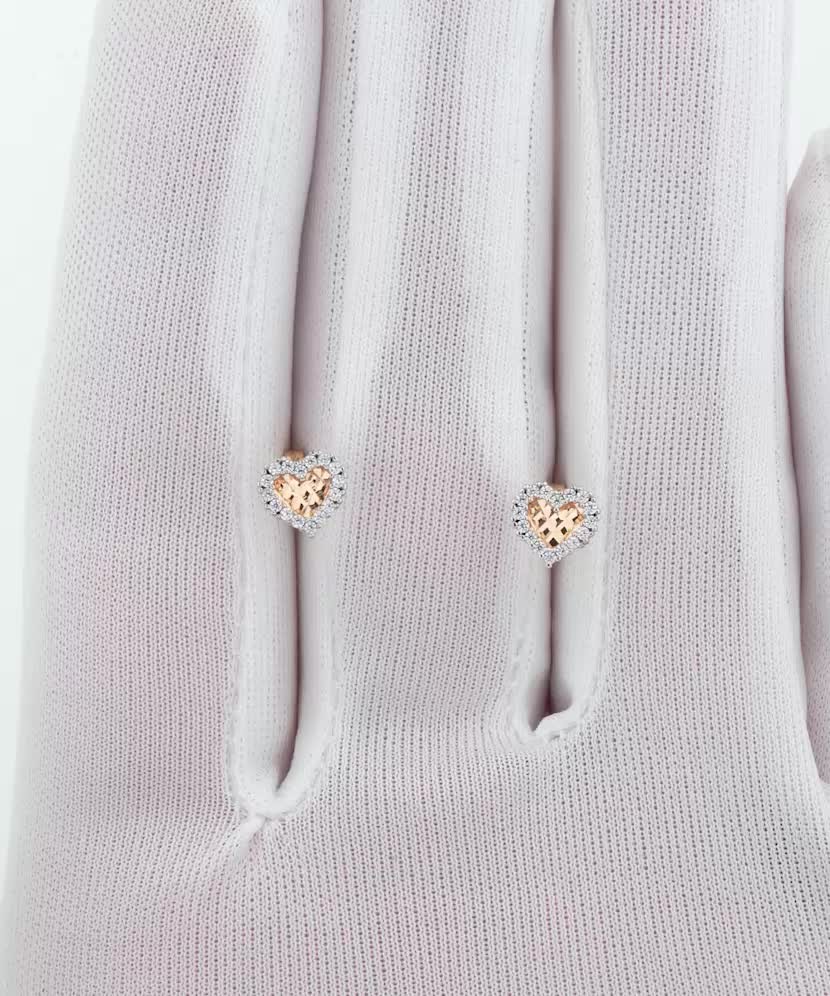 Auksiniai auskarai su cirkoniais "Širdelės"