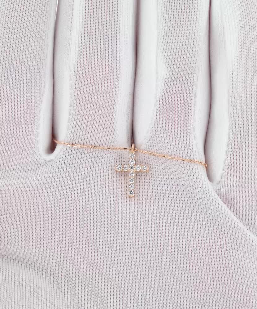 Auksinė grandinėlė su cirkonio pakabuku "Kryželis"