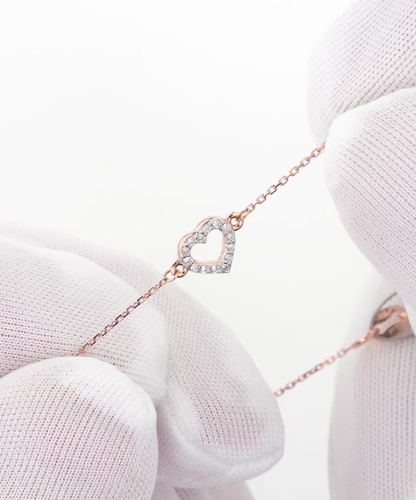 Auksinė apyrankė su deimantais "Širdelė"