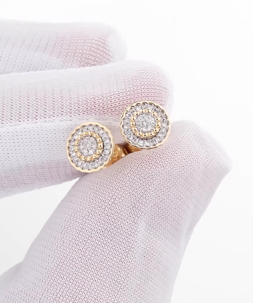 Geltono aukso auskarai su deimantais