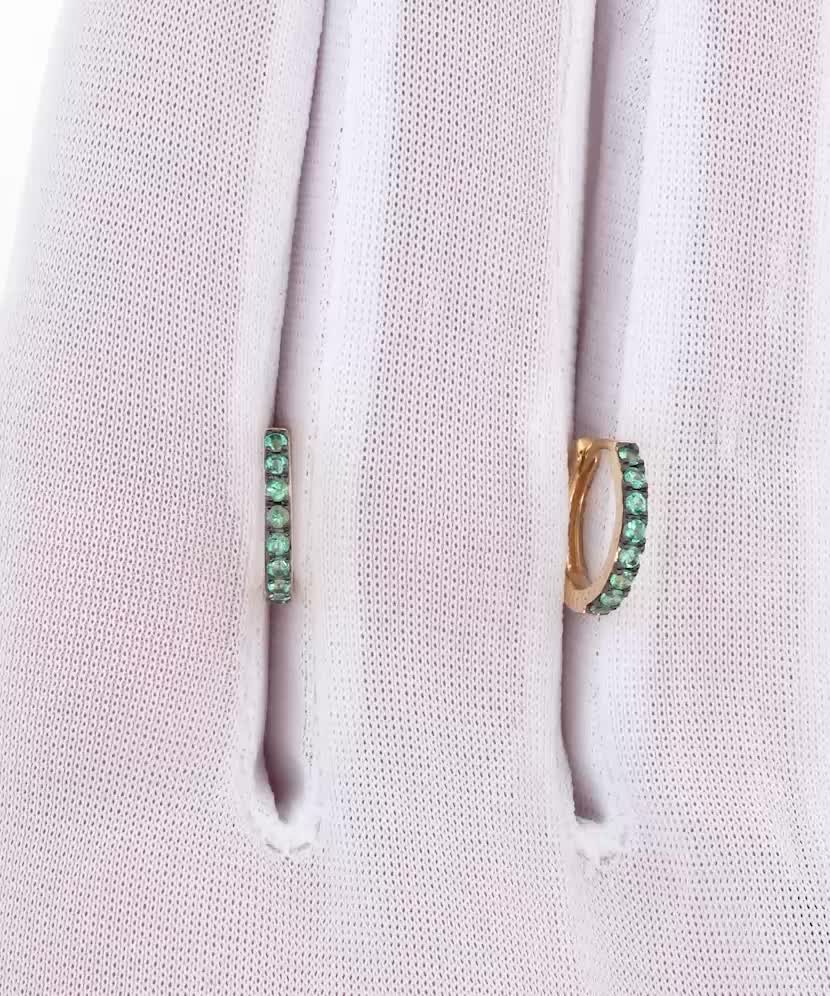 Geltono aukso auskarai su smaragdais