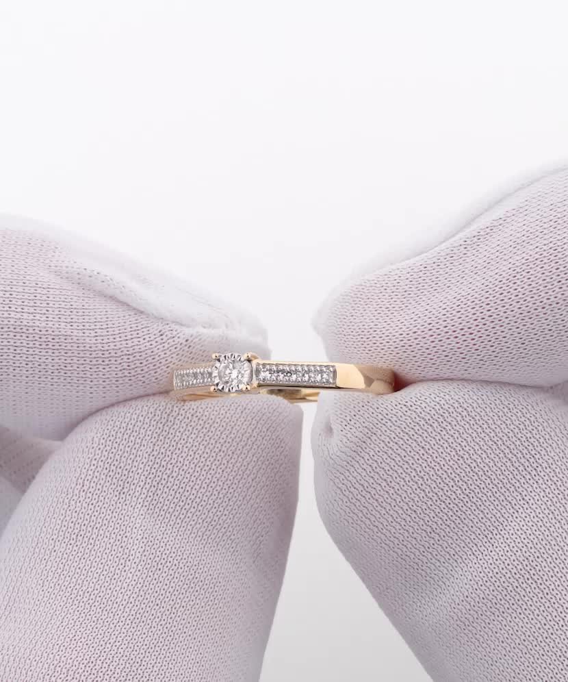 Geltono aukso žiedas su deimantais  - Goldinga