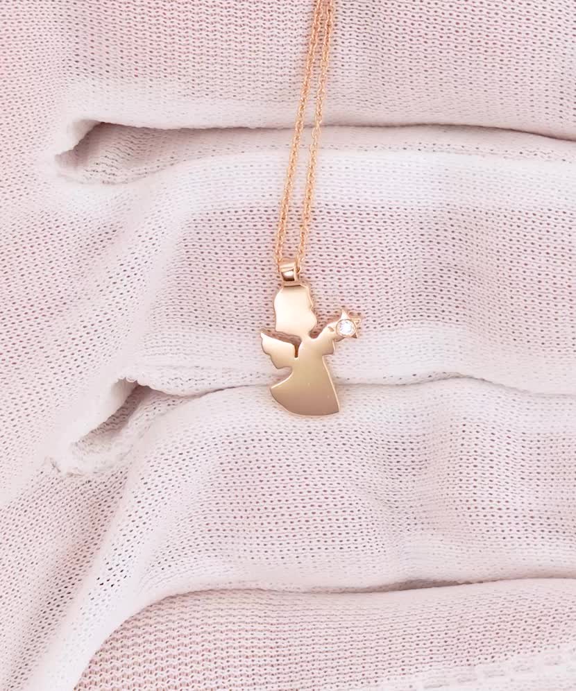 Auksinė Grandinėlė Su deimantiniu Pakabuku "Angelas"