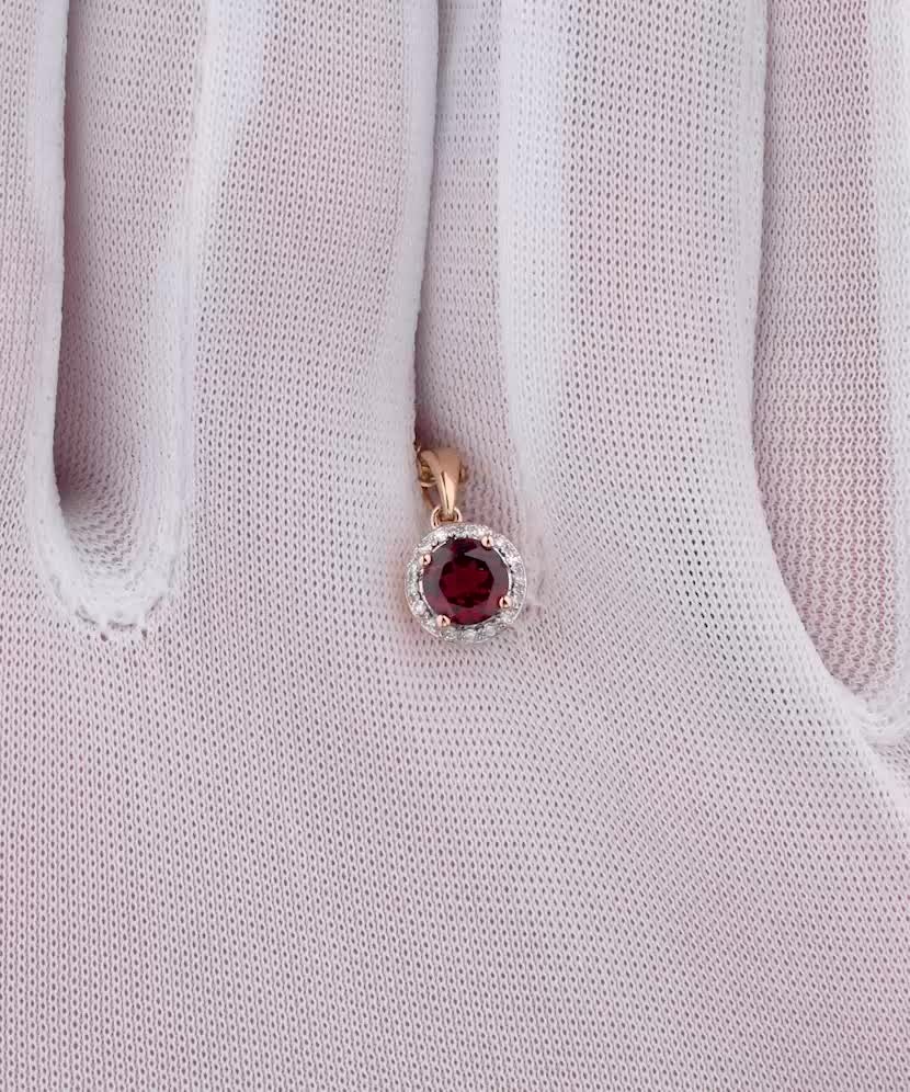 Auksinis pakabukas su granatu ir deimantais