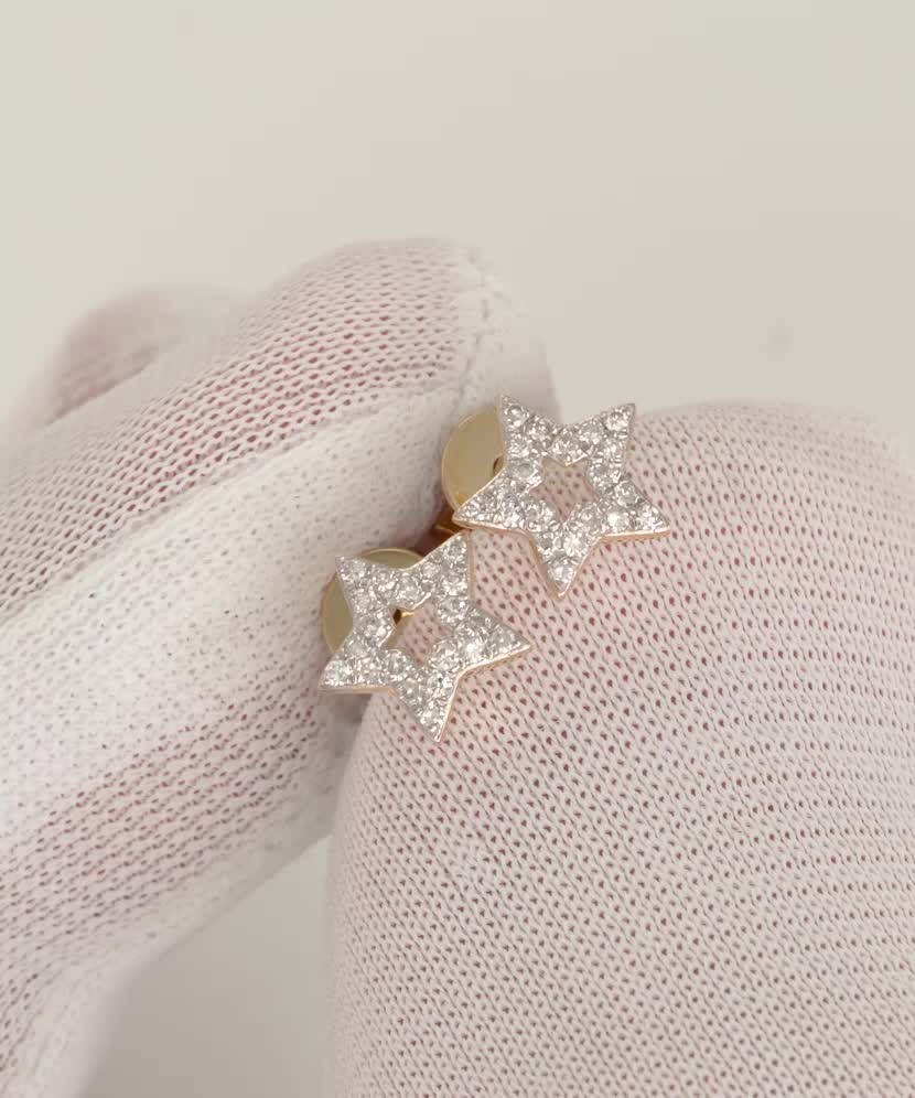 Geltono aukso auskarai su deimantais