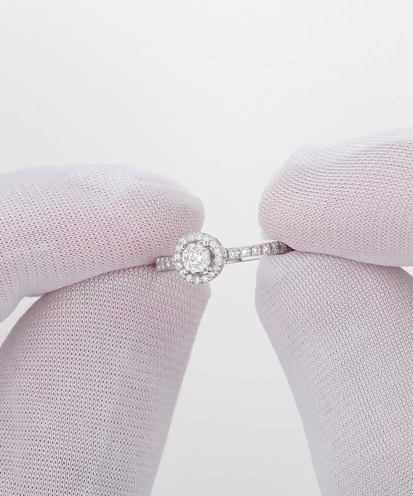 Balto aukso žiedas su deimantais